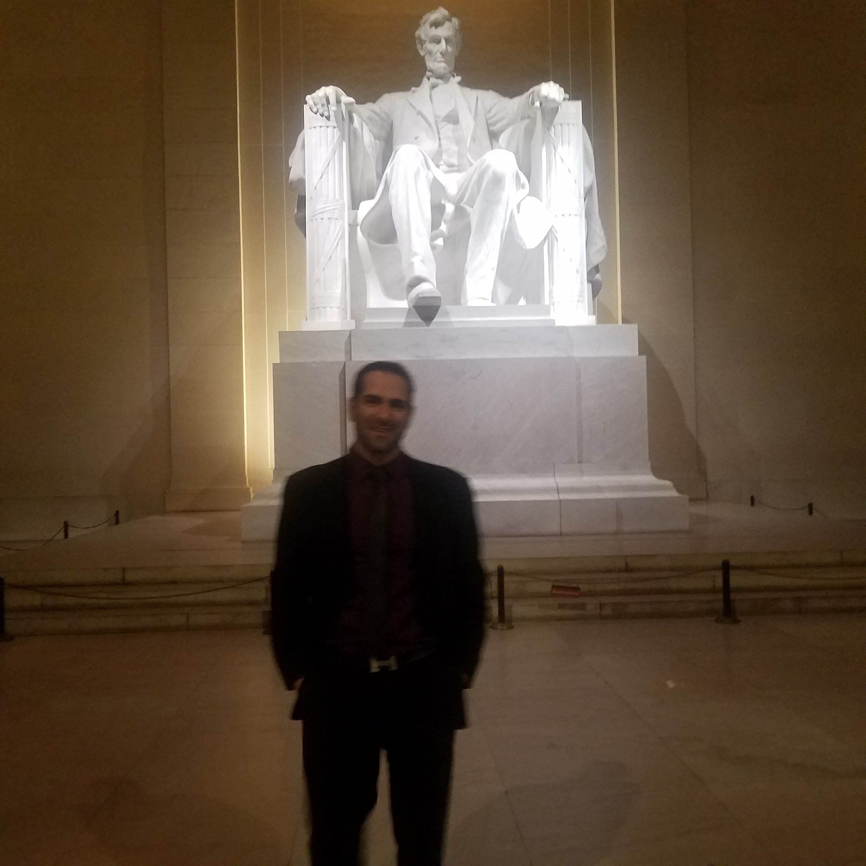 Israel Joffe in front of the Lincoln Memorial in Washington DC